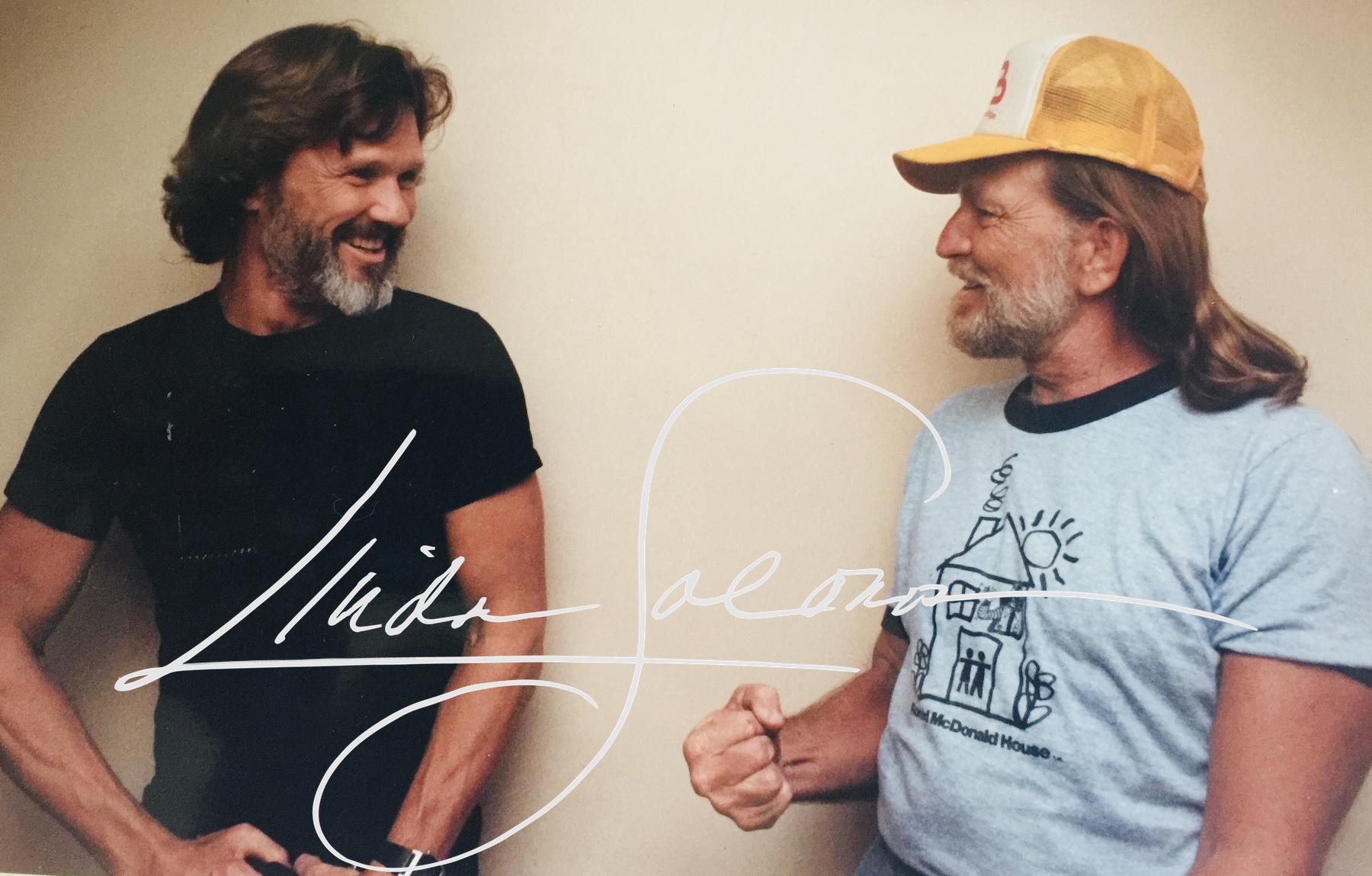 Willie Nelson and Kris Kristofferson, backstage at Pine Knob Music Theatre